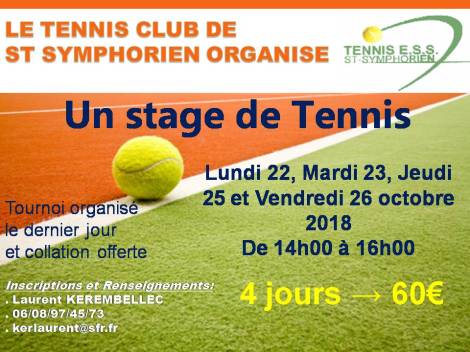 Stage Tennis vacances toussaint St Symphorien 2018